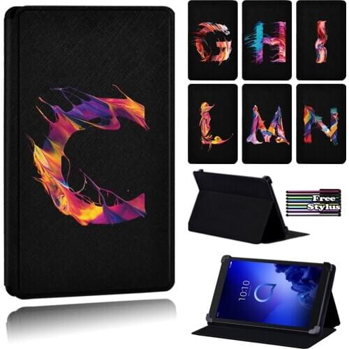 New Dust-proof Painting Letter Flip Tablet Case for Alcatel 1T 7/Alcatel 1T 10/Alcatel 3T 8/Alcatel 3T 10/Alcatel A3 10 + Pen