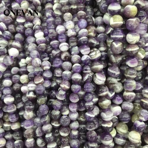 ONEVAN Natural 8mm 10mm Dogteeth Amethyst Quartz Crystal Stone Charm Beads Bracelet Necklace Jewelry Making Diy Accessorie Gift