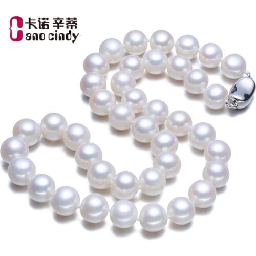 925 Ms. real natural big Cano Cindy fresh water pearl necklace female 10-11mm round strong light big necklace delivers mother
