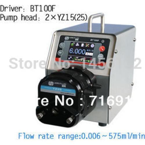 BT100F 2 x YZ25 Intelligent Dispensing Dosing Peristaltic Pump Precise Liquid Silicone Tubing Peristaltic Pump 0.16~420ml/min