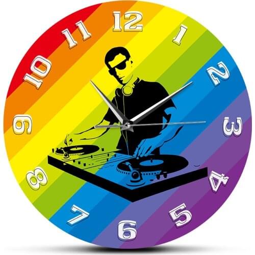 Personalised DJ Name Printed DJ Wall Clock Disc Jockey Turntable Mixer Record Custom DJ Exclusive Music Gift Night Club Decor