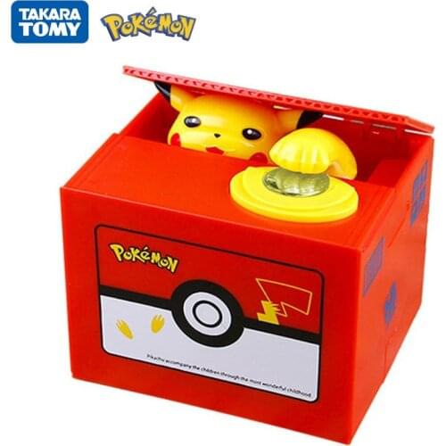 Pokemon piggy bank action figure Anime Electronic Money Box Steal Coin Piggy Bank Money Safe Box Birthday Gift For children