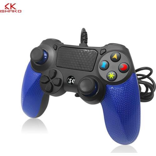 K ISHAKO Wired Game Controller Joystick for sony PS4/Pro/Slim/PS3/PC Joystick Joypad blue red and black color S-PS417