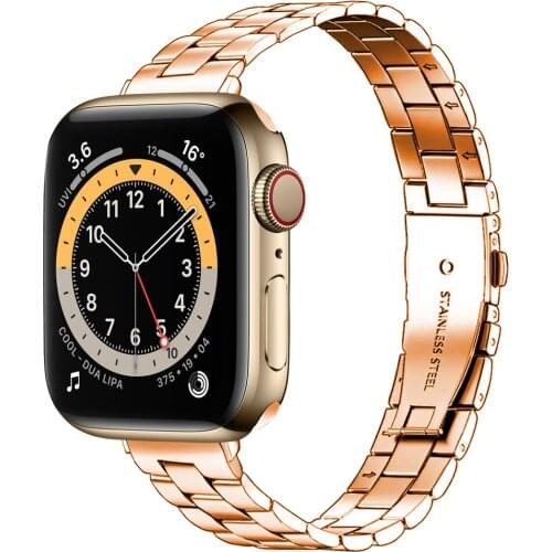 Women stainless steel bands for apple watch se 6 strap 40mm 38mm series 5 4 3 44mm 42mm band thin correa for iwatch 6 bracelet
