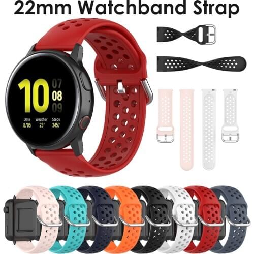22mm Rubber Watch Band Bracelet Strap Replacement for Samsung Gear S3 Frontier/Classic/ Galaxy Watch 46mm/Huawei Watch GT2 Holes