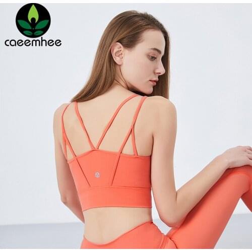CAEEMHEE Back Cross Sports Bra for Women Gym High Impact Shockproof Fitness Bras Crop Tops Push Up Running Workout Bras