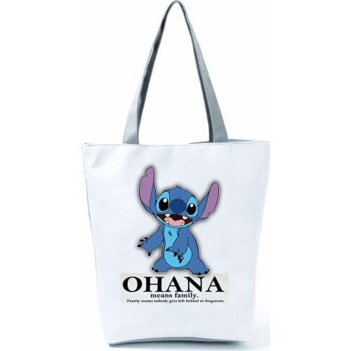 Lilo Stitch Printed Handbag Disney High Capacity Reusable Shoppaing Bag Casual Cartoon Beach Tote Bag Wholesale Dropshipping