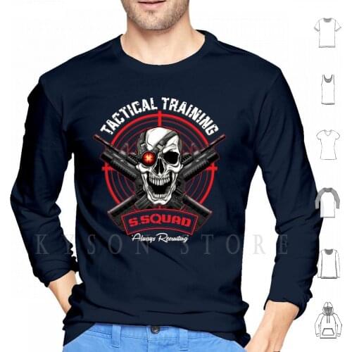 Ss Tactical Training Hoodies Long Sleeve Suicide Skull Recruiting Squad Machine Gun Bullseye