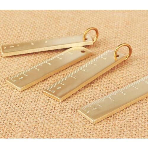 Outdoor Camping Tools Ruler High Quality Brass Scale Portable Vintage Bookmarks Copper Ruler Mini EDC Tool for Hiking