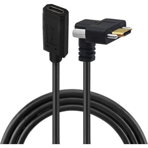 Screw Locking USB 3.1 Type C 90 Degree Up angle male to female 10Gbps 5A Data Charge USB C to USB C extension Cable
