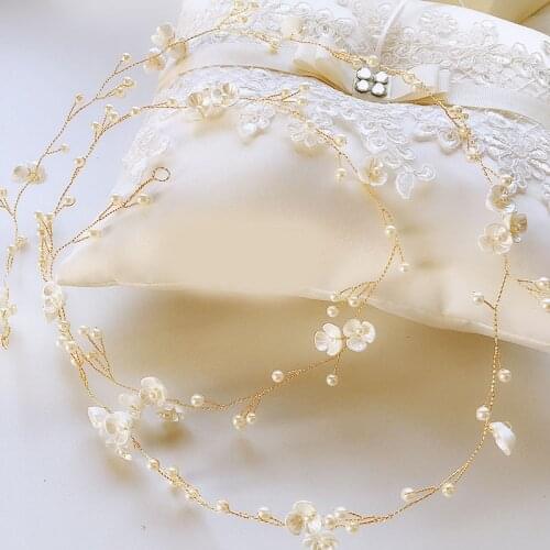 Women Headband Hair Vine Flowers Imitation Pearl Girls Headpiece Wedding Bridal Hairs Accessories LXH