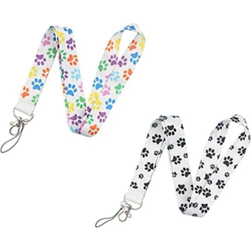 1pc Dog Paw Print Lanyard For Phone Keys Full Color Custom Design Badge Holder & Staff Cards Neck Strap Camera