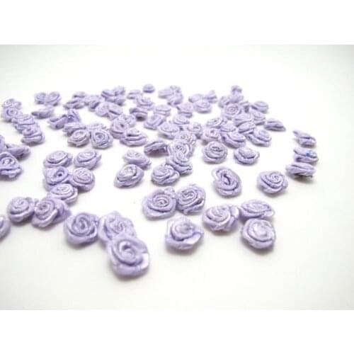 100 Pieces 10mm Tiny Satin Rose Flower Buds|Purple|Flower Applique|Fabric Flower|Baby Doll|Craft Bow|Accessories Making