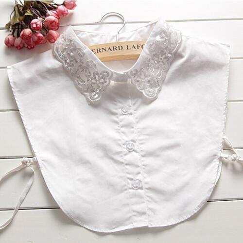 2017 hollow lace fake beads collar decorative sweater retro bottoming crystal bead new style art simple wild cotton shirt collar