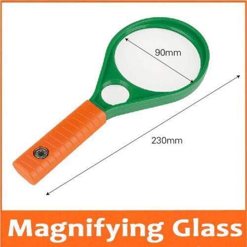 3X 90mm Lens Toys Gift Hand-held Reading Glasses Magnifier 3X Educational Magnifying Glass Insects Viewer for Children Students