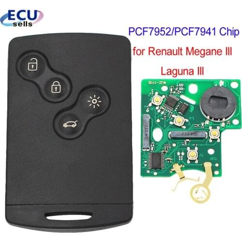 4 Buttons Remote Key Smart Card Car Key Fob 433MHZ PCF7941 or PCF7952 Chip For Renault Megane Scenic Laguna Koleos Clio