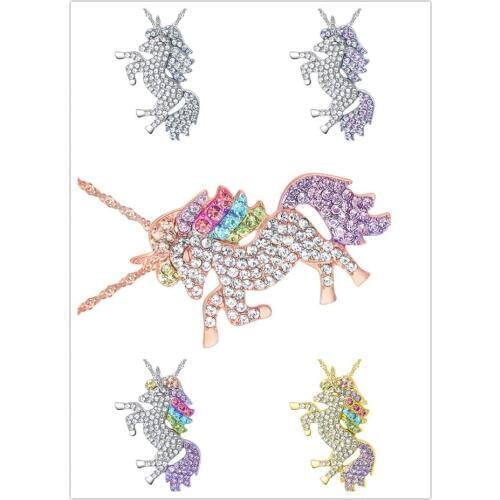 5coloe New Crystal from Swarovskis Sky Horse Necklace Micro Inlay Unicorn Pendant Fit Women Fine jewelry For Party as Cute gifts