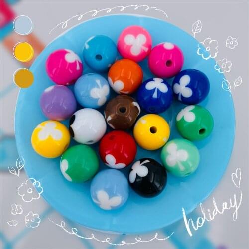 16mm Acrylic Beads Printing Clover Shape Color Beads Used To Making Pandora Glamour Diy Bracelet Neckle Earring Jewelry