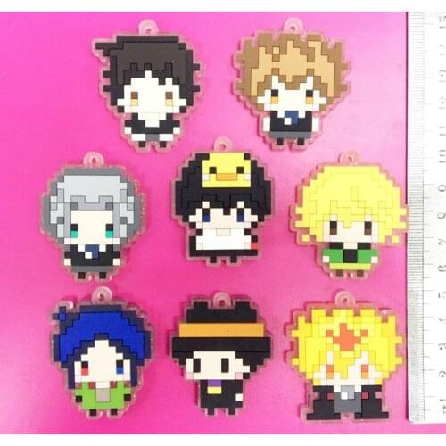 8 pcs/set Anime HITMAN REBORN! Figures REBORN! Sawada Tsunayoshi Pixel Series Figure Genuine Phone Strap/Keychain Pendant Toys