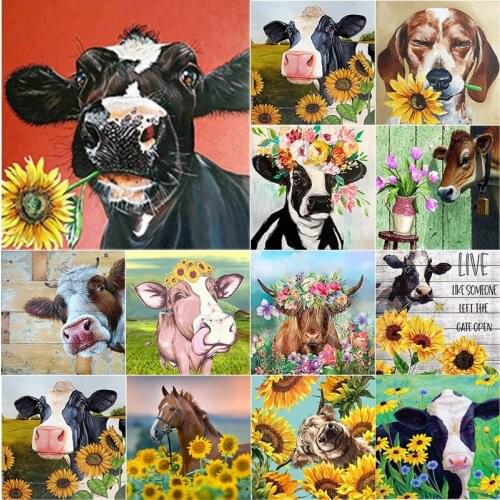New 5D DIY Diamond Painting Cattle Diamond Embroidery Animals Cross Stitch Full Square Round Drill Crafts Manual Home Decor Gift