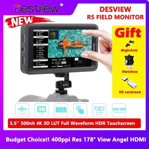 Besview Desview R5 Monitor 4K 5.5 Inch on Camera DSLR 3D LUT Touch Screen HDMI Camera Field Monitor vs FEELWORLD F6 PLUS