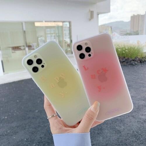 Translucent Rendering Gradient Mobile Phone Case for iPhone 12 Pro Max 11 Pro Max XR XS 7 8 Plus X Pink Yellow Soft Shell Cover