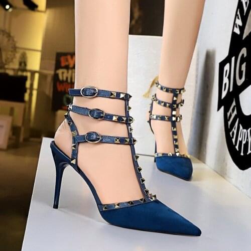 Design Dress Sandals Women Pumps Female Fairy Style with Skirt Cherry 2021 Summer New Black High Heels with Thin Rivets Shoes