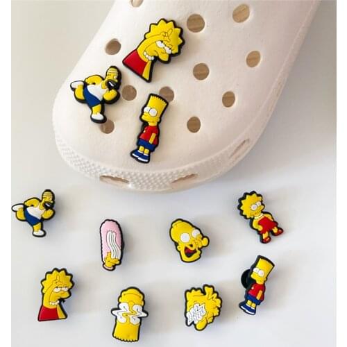 Homer Bart Lisa 8pcs Cartoon Animation Shoe Charms Accessories Decorations PVC Croc jibz Buckle for Kids Party Xmas Gifts