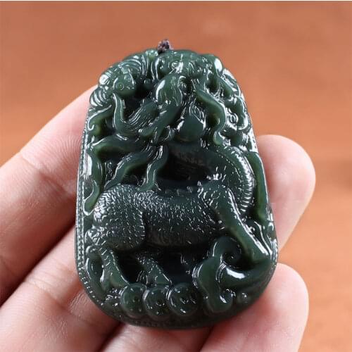 100% Natural hetian black green jade pendant handcarved jade necklace women men pendants jade jewelry top brand jade jewelry