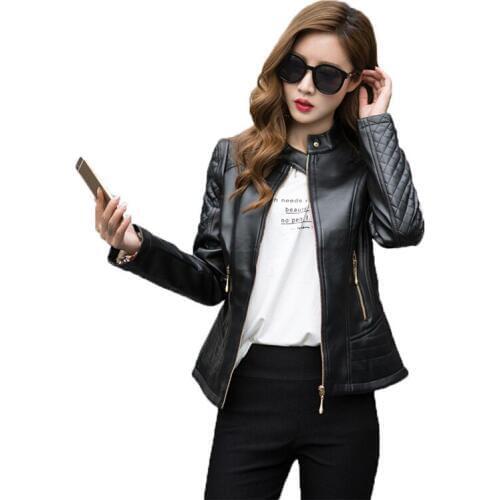 Women faux leather coat black yellow red plus size tops PU jacket autumn winter new lapel leisure fashion jacket feminina LR537