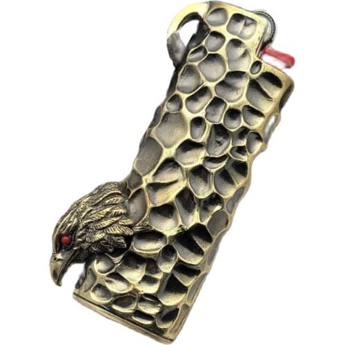 9 style Outdoor Manual explosion-proof safety metal lighter shell for bic j3 Brass crater Animal shape lighter case gift