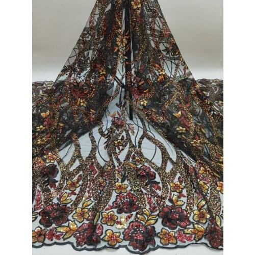 Multicolor Sequins Style African French Mesh Tulle Lace Sequined Indian Wedding Dress Fabrics High Quality Nigeria Guipure Laces