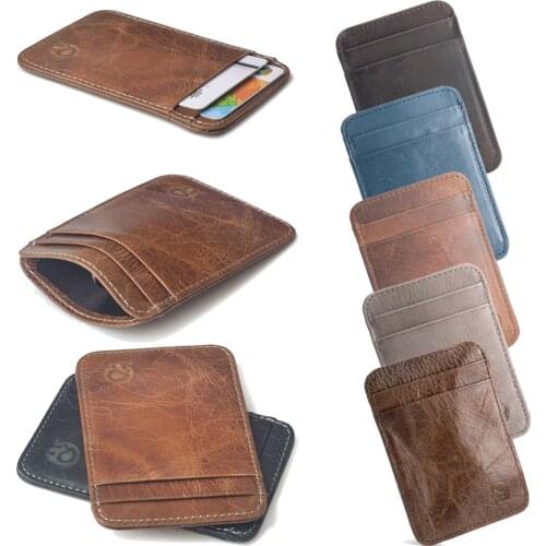 Genuine Leather Men Wallet Brown Coin Purse Small Mini Card Holder Male Wallet Pocket Thin Purses Money Bag Slim Wallet 2020 New