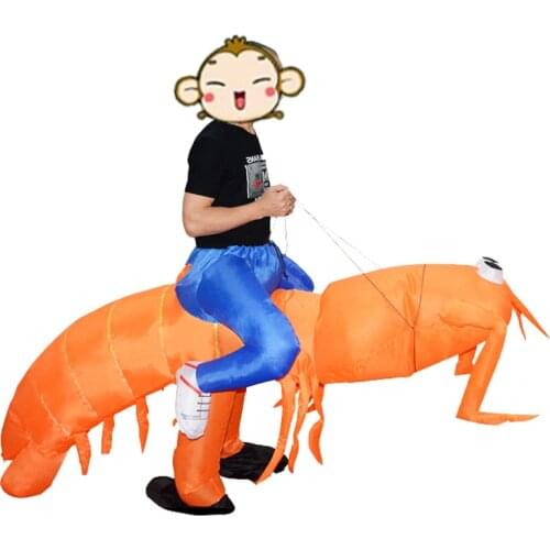 Shrimp Lobster Inflatable Costume Cosplay Anime Fancy Riding Suit Funny Party Halloween Costume For Adult Men Women