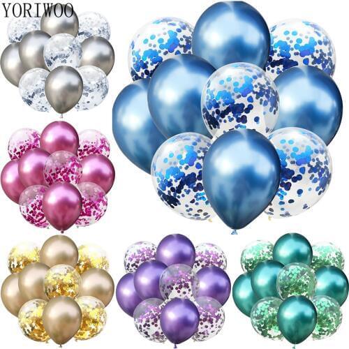 YORIWOO 10pcs Metallic Balloon Confetti Latex Balloon Wedding Baloons Happy Birthday Party Decorations Kids Baby Shower Boy Girl
