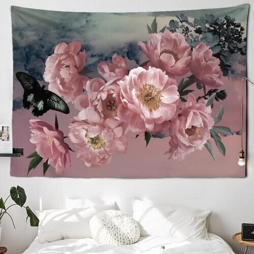 2020 New Flowers Style Wall Tapestry Butterflies And Flowers Pattern Home Decoration Tapestry Bedroom Wall Cloth