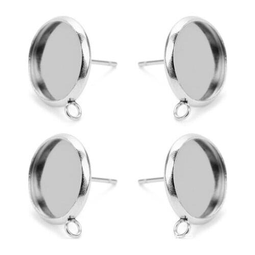 20pcs/lot Stainless Steel Blank Post Earring Studs Base Pins With Earring Plug Findings Ear Back For DIY Jewelry Making tfg4dg