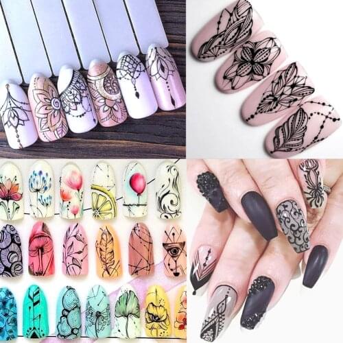 2021 Hot Nail Art Sticker Flower Cartoon Water Transfers Decals Fancy Pattern Design Watermark Slider Summer Nails Decoration
