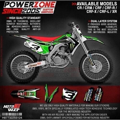 PowerZone Custom Team Graphics Backgrounds Decals 3M Stickers Kit For HONDA CRF250R 2014-2017 CRF450R 2013-2016 124