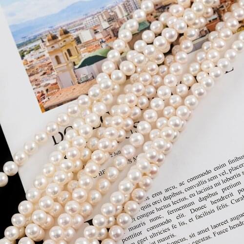 Freshwater Pearl Necklaces Round Shape with Size 8-9mm Perfect Luster Beads for DIY Fine Jewelry Loose Pearl Strands