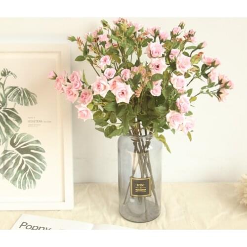 5 Heads Rose Simulation Flower Home Furnishing Decoration Hand The Flower Road Decorated Wall Botany Wall Flowers