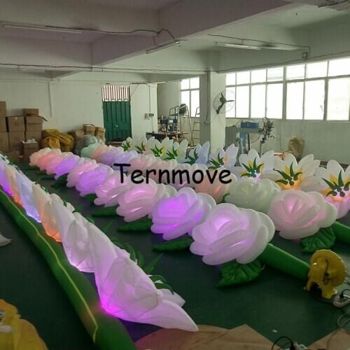 Wedding Decoration Inflatable Rose Flower Chain with Light led inflatable lily pipe tube wedding flower pipe stage decoration
