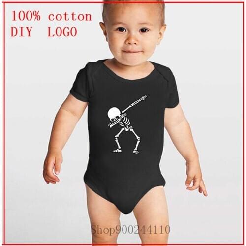 Dabbing Skeleton White printed Bodysuit Baby Summer Short Sleeve Shirt New Baby Boys Girls Casual Jumpsuit Onesie for kids