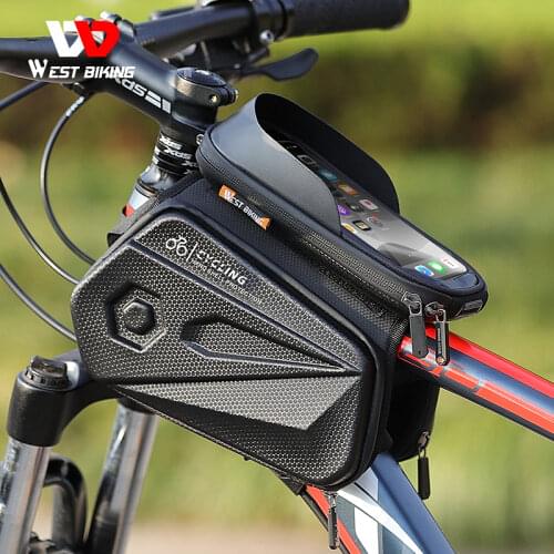 WEST BIKING Bike Bag Detachable 6.5in Touchscreen Phone Case MTB Road Cycling Waterproof Frame Top Tube Bag Bicycle accessories