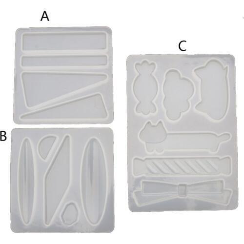 Handmade Acrylic Resin Hair Barrettes Resin Mold Geometric Shape Alligator Hair Clips UV Epoxy Resin Mold Jewelry Tools