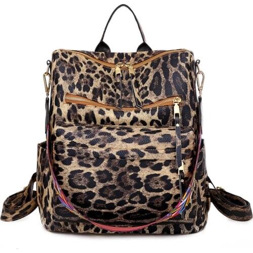 Winmax New Fashion Leopard Print Backpack Women Shoulder Bag Multifunction Travel Backpack School Bags for Girls Bagpack mochila