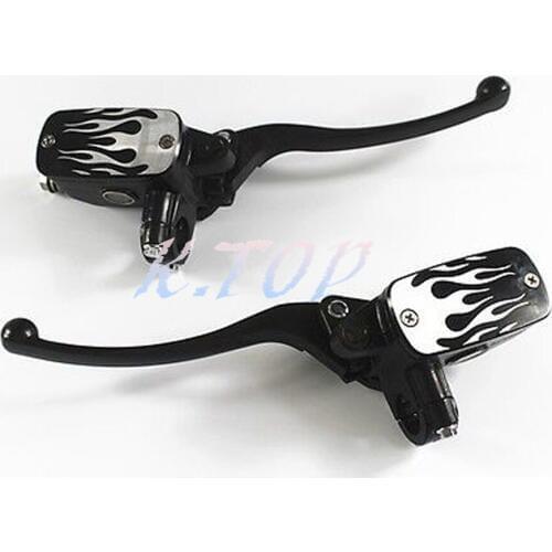 1 Pair Black 7/8" Handlebar Flame Hand Control Reservoir Brake Hydraulic Clutch Levers