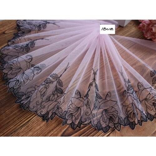 10Meters Pink Lace Ribbon Handmade Rose Flower Lace Trim Patchwork Material DIY Bra Underwear Garment Sewing Accessories 18cm