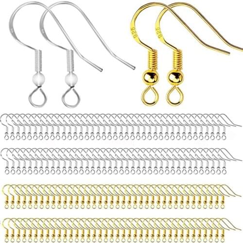 100pcs/lot Gold Silver Color Earring Hooks Findings Earrings Clasps Hooks Fittings DIY for Jewelry Making Supplies Accessories