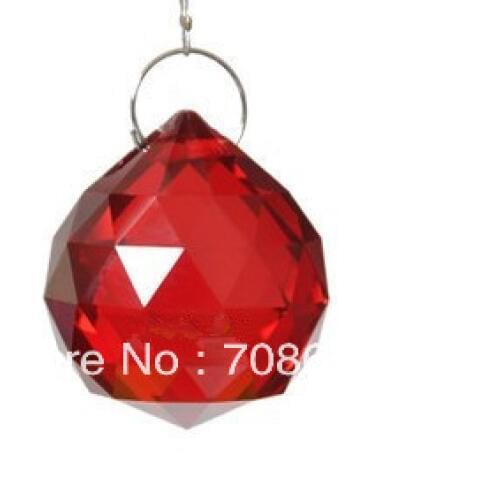 20pcs 30MM CHANDELIER LAMP RED CRYSTAL BALL PRISM X'MAS WEDDING PENDANT SUNCATCHER